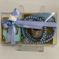 Mini Quran, Luxury Stone Zikirmatik, Pearl Rosary Combine - Blue