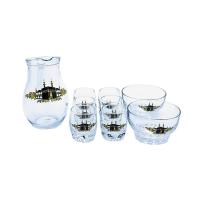 Zamzam Service Set, Kaaba Patterned Glass Zamzam Set - 9 Pieces