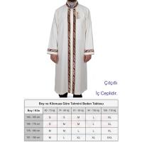 Cübbe, Bordo İşlemeli Cübbe, Sırmalı Cübbe, İmam Cübbesi - Krem