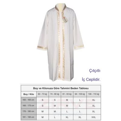 Cübbe, Sarı İşlemeli Cübbe, Sırmalı Cübbe, İmam Cübbesi - BEYAZ