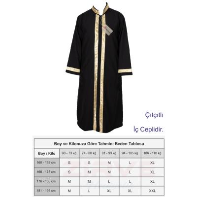Cübbe, Sarı İşlemeli Cübbe, Sırmalı Cübbe, İmam Cübbesi - SİYAH