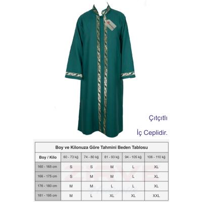 Cübbe, Sarı İşlemeli Cübbe, Sırmalı Cübbe, İmam Cübbesi - YEŞİL