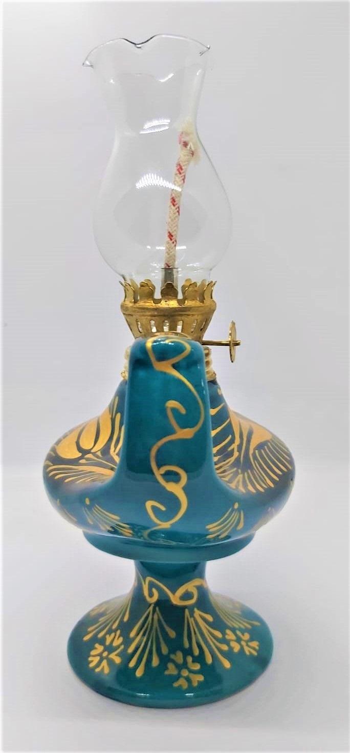 Gaz Lambası (Yaldızlı El Yapımı Çini Alaaddin Gaz Lambası) Boy 22 Cm En